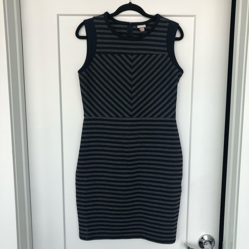Navy & Grey Striped Dress